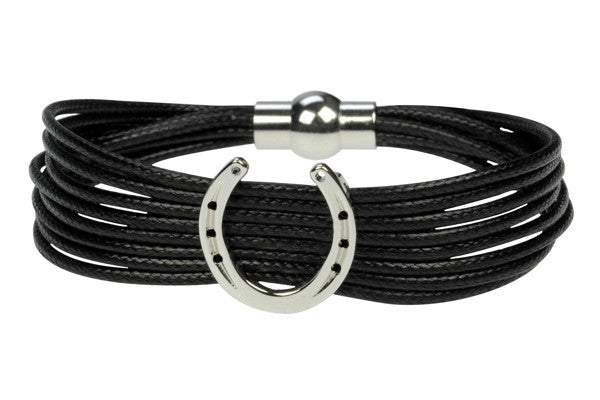 Bracciale nero con ferro di cavallo