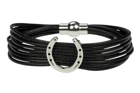 Bracciale nero con ferro di cavallo