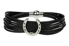 Bracciale nero con ferro di cavallo