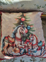 Cuscino natalizio con cavalli