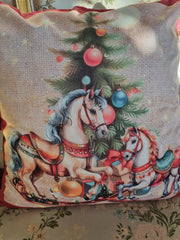 Cuscino natalizio con cavalli