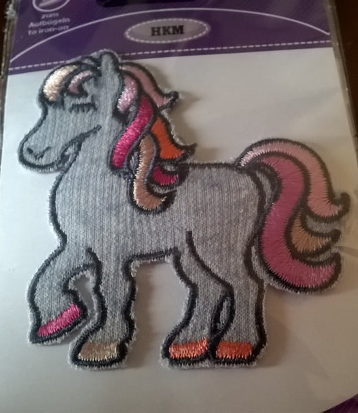 Applicazione termotrasferibile pony grigio e rosa