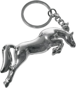 Portachiavi JA Horse Con Ciondolo Cavallo E Ferro Di Cavallo, Dimensione 9 Cm, Colore Ferro