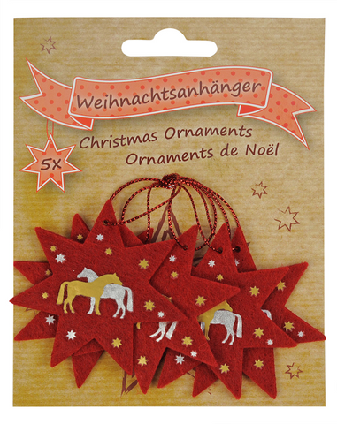 Ornamenti natalizi in feltro "Cavalli", set di 5