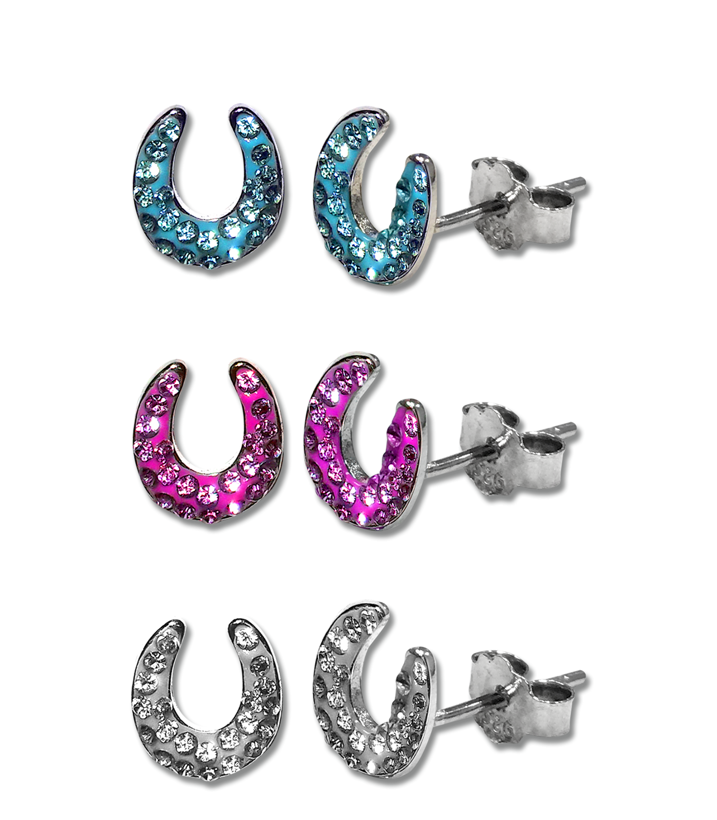Orecchini a bottone con cavallo a dondolo realizzati in argento sterling 925 - Italia Orecchini a bottone con cavallo a dondolo realizzati in argento sterling 925 - Italia