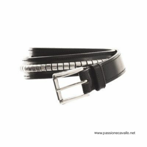 Cintura modello Clincher.  Colore: nero - argento; testa di moro - argento.