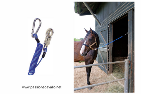 Ideale per stalla e rimorchio: questa corda si adatta esattamente alla lunghezza necessaria - per la sicurezza del tuo cavallo. Filo in acciaio pesante rivestito in PVC con gancio antipanico, lunghezza tra 35-150 cm.