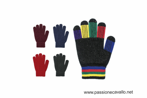 Guanto Magic in lana elasticizzata, con puntini antiscivolo sul palmo.  Colore bordeaux.   Codice: AB00168.