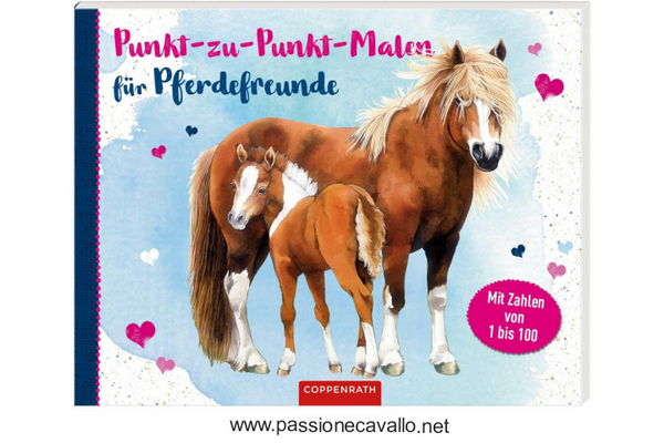 Libro pony da colorare e unire i puntini, dai 7 anni in su, 24 disegni, 48 pagine (in lingua tedesca), dimensioni: 24,5 x 19 cm