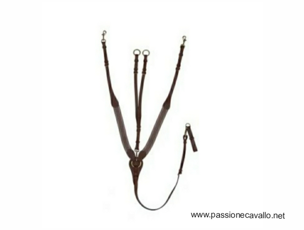 Pettorale a y con cinturini elastici lunghi in cuoio di ottima qualità, con martingala regolabile e fibbieria in acciaio inox.  Colore: nero. Misura: Full.1195699.