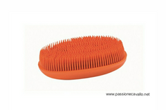 Spazzola per la testa in gomma. Inoltre toglie facilmente peli e impurità sui tessuti - 12,5 x 6 cm. Colore: arancione.