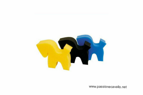 Spugna a forma di cavallo, colori assortiti. Disponibile in nero, giallo e azzurro. 